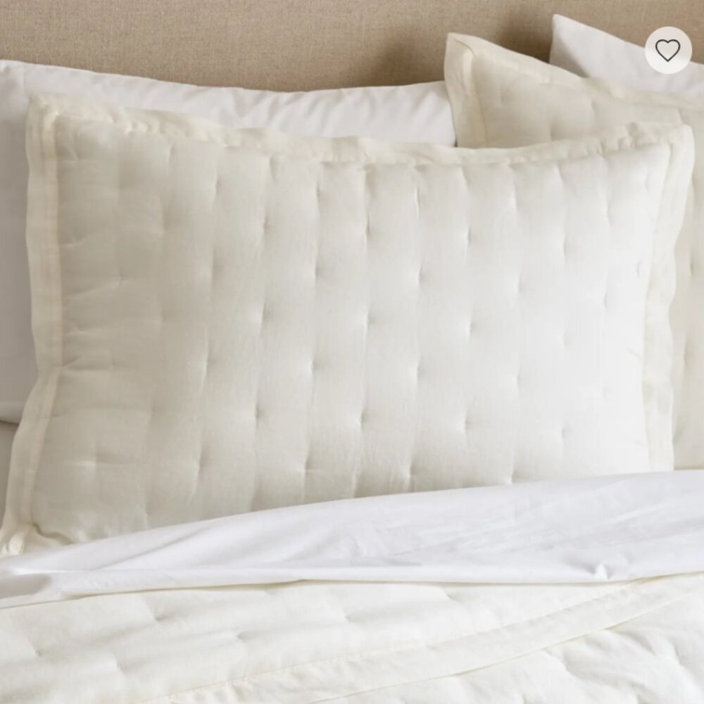 Quince European Linen Dream Sham Set Ivory Queen EUC